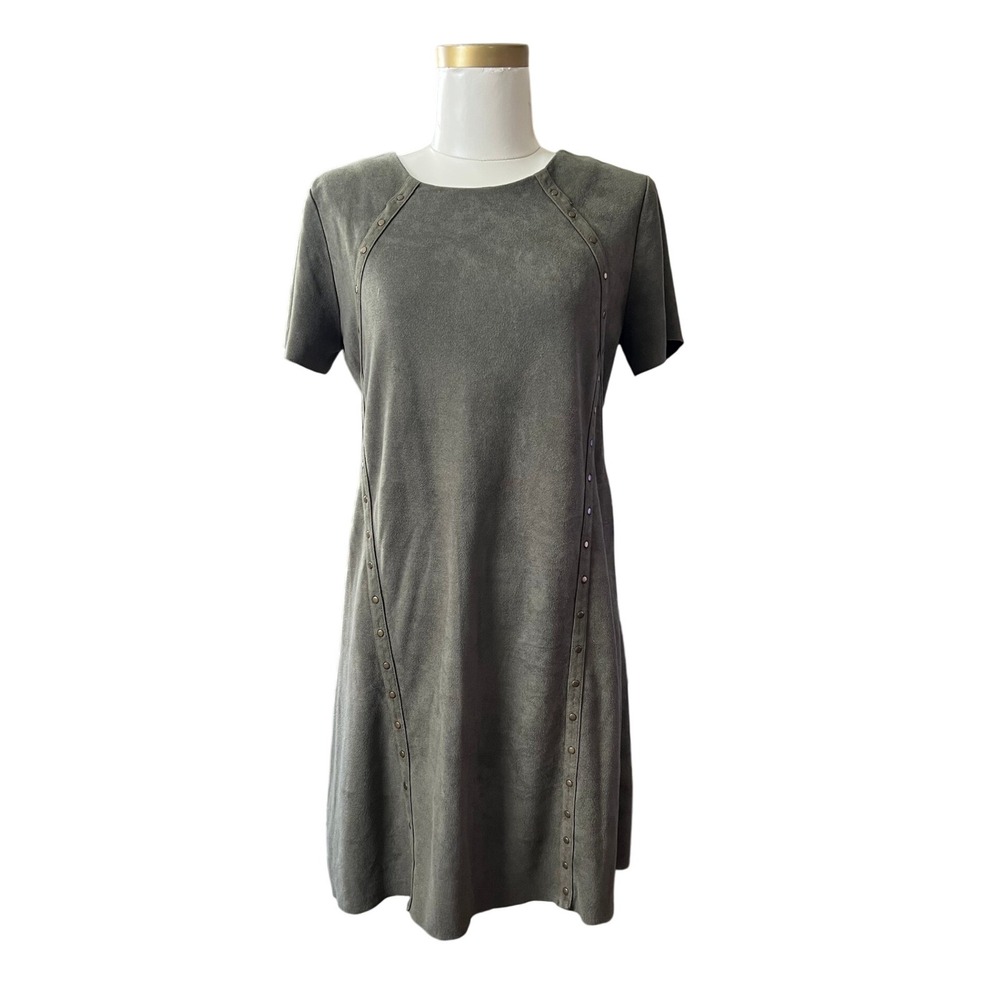 Design Lab Olive Green Studded Dress Shift Career Casual S/P